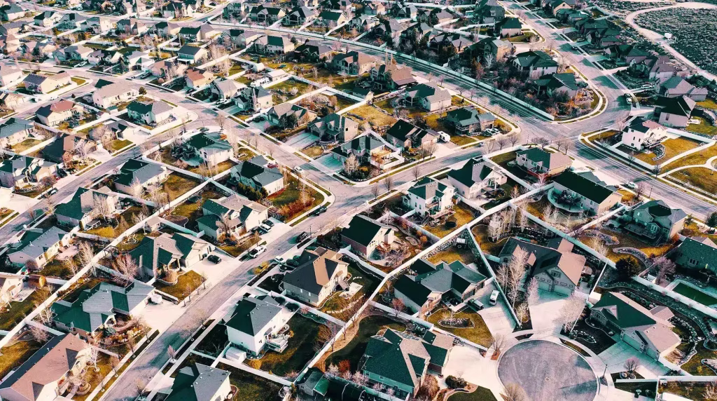 Overhead shot of a Farmington Neighborhood